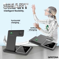 Bezprzewodowa ładowarka PATONA 3w1 QI do smartfona, zegarka iPhone i słuchawek AirPods