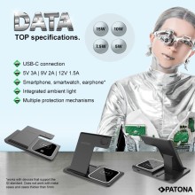 Bezprzewodowa ładowarka PATONA 3w1 QI do smartfona, zegarka iPhone i słuchawek AirPods