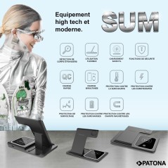 Bezprzewodowa ładowarka PATONA 3w1 QI do smartfona, zegarka iPhone i słuchawek AirPods