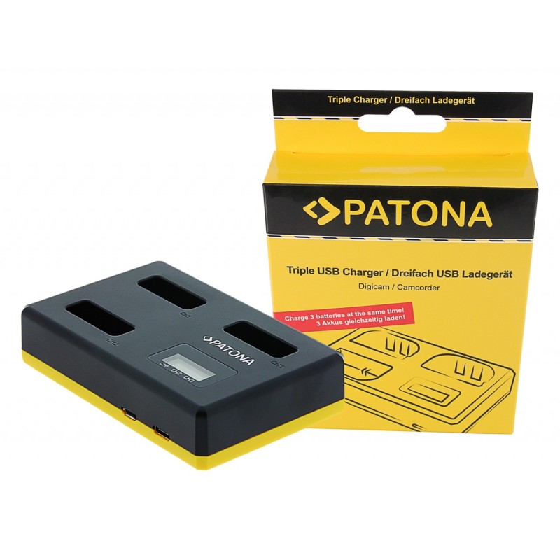 PATONA Ładowarka Potrójna USB do Canon NB-13L PowerShot G5 X G5X G7 X G7 X Mark II G7X G9 X G9X w komplecie. Kabel USB typu C