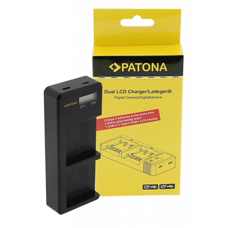 PATONA Ładowarka USB z podwójnym wyświetlaczem LCD f. JVC BN-VC296G BN-VC298G GY-HC500 HY-HC550 icl. Kabel USB-C PATONA Ładowarka USB z podwójnym wyświetlaczem LCD f. JVC BN-VC296G BN-VC298G GY-HC500 HY-HC550 icl. Kabel USB-C