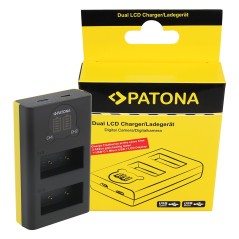 Ładowarka USB PATONA z podwójnym wyświetlaczem LCD f. Fuji NP-W126 HS30 EXR HS30EXR HS-30EXR HS33 EXR HS33EXR HS-33EXR XPro 1 X-