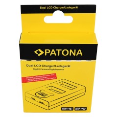 Ładowarka USB PATONA z podwójnym wyświetlaczem LCD f. Fuji NP-W126 HS30 EXR HS30EXR HS-30EXR HS33 EXR HS33EXR HS-33EXR XPro 1 X-