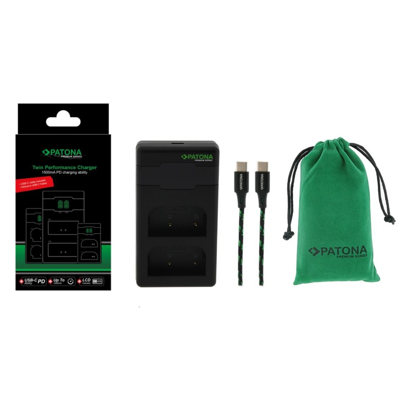 Ładowarka PATONA Premium Twin Performance PD do Olympus BLX-1 OM-1 (z kablem USB-C)