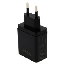 PATONA Premium Ładowarka GaN PD36W 5V/3A 9V/2A 12V/1,5A 1xUSB-C 1xUSB-A PD3.0 QC3.0 czarna
