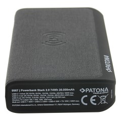 Powerbank PATONA Premium Stark 2.0 PD100W 20.000mAh, ładowanie bezprzewodowe QI, złącze 2xUSB-C 1xUSB-A