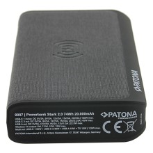 Powerbank PATONA Premium Stark 2.0 PD100W 20.000mAh, ładowanie bezprzewodowe QI, złącze 2xUSB-C 1xUSB-A Powerbank PATONA Premium Stark 2.0 PD100W 20.000mAh, ładowanie bezprzewodowe QI, złącze 2xUSB-C 1xUSB-A