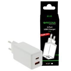 Adapter PATONA Premium GaN PD65W biały 1xUSB-C 1xUSB-A PD3.0 QC3.0