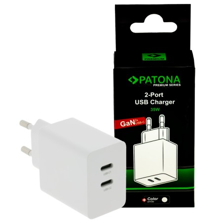 Adapter PATONA Premium GaN PD35W biały 2xUSB-C PD3.0 QC3.0