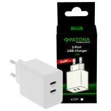 PATONA Premium Ładowarka GaN PD35W 2xUSB-C PD3.0 QC3.0 biała