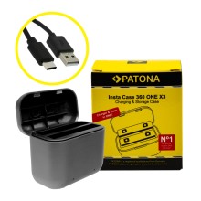 PATONA Podwójne etui ładujące do Insta 360 ONE X3 CINAQBT/A w komplecie. Kabel USB typu C PATONA Podwójne etui ładujące do Insta 360 ONE X3 CINAQBT/A w komplecie. Kabel USB typu C