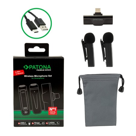 Przypinane mikrofony krawatowe klasy premium PATONA do smartfonów z portem USB-C