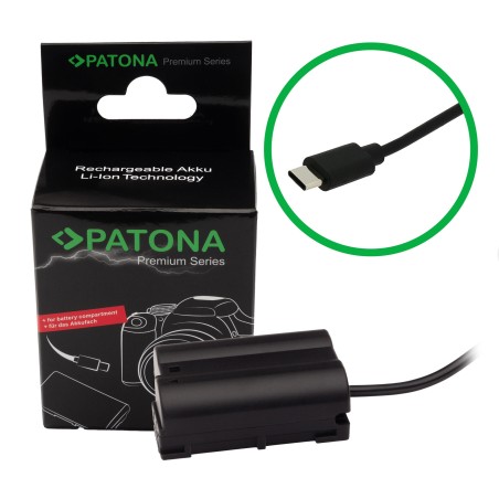 PATONA Adapter Dummy USB-C do Nikon EN-EL 15 Z5 Z6 Z7 D500 D800 D850 D7000 D7100 D7200 VFB12802