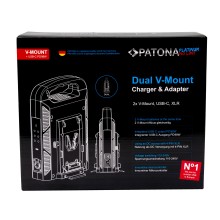 PATONA Platinum Ładowarka 2-kanałowa dla akumulatorów V-Mount 6Ax2 USB-C PD100W z kablem 4-Pin XLR