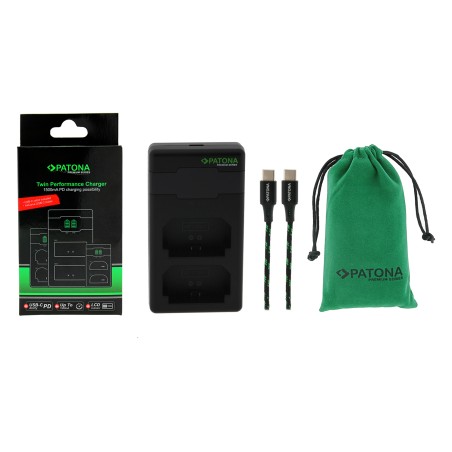 PATONA Ładowarka Premium Twin Performance PD do Sony NP-FZ100 A7III A7M3 Alpha 7III A7RIII A7RM3 Alpha 7RIII A9 z kablem USB-C