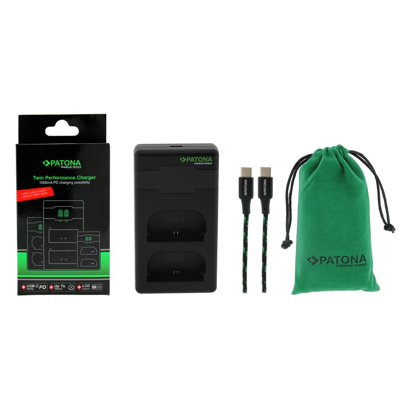 PATONA Ładowarka Premium Twin Performance PD do Canon LP-E6 LP-E6NH EOS R5 R5 Mark II R6 /R6 Mark II (z kablem USB-C) PATONA Ładowarka Premium Twin Performance PD do Canon LP-E6 LP-E6NH EOS R5 R5 Mark II R6 /R6 Mark II (z kablem USB-C)