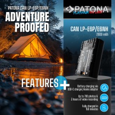 PATONA Platinum Akumulator Canon LP-E6P LP-E6NH LP-E6N LP-E6 do Canon EOS R5, R5 MK III, EOS R6 R6II R7 z wejściem USB-C