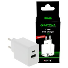 PATONA Premium Ładowarka GaN PD35W 1xUSB-C 1xUSB-A PD3.0 QC3.0 biała