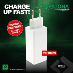 Ładowarka PATONA Premium GaN PD100W 2xUSB-C 1xUSB-A PD3.0 QC3.0 kolor biały