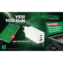 PATONA Premium Ładowarka GaN PD140W 3xUSB-C 1xUSB-A PD3.0 QC3.0 kolor biały
