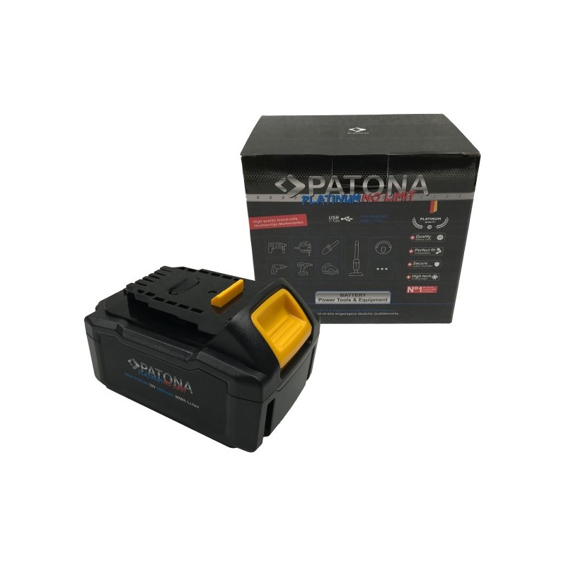 PATONA Platinum 18V Bateria Dewalt DCB184 do serii Dewalt XR z wejściem i wyjściem USB-C PD65W