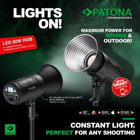 PATONA Premium Lampa LED 80W RGB Bowens
