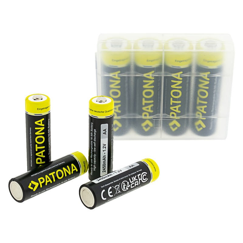 PATONA 4x akumulatorki paluszki AA LR6 2450mAh w pudełku do przechowywania/transportu PATONA 4x akumulatorki paluszki AA LR6 2450mAh w pudełku do przechowywania/transportu
