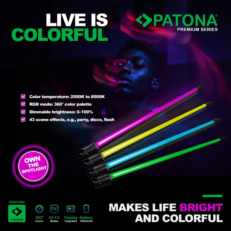 PATONA Premium Tuba LED RGB Dynamic 43 RC100 foto/wideo z 464 diodami LED