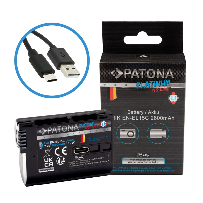 PATONA Platinum Akumulator EN-EL15C do aparatów Nikon Z5 Z6 Z6II Z6III Z7 Z8 ZF z USB-C