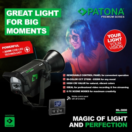 PATONA Premium Lampa LED 300W COB ML-3000 Bowens
