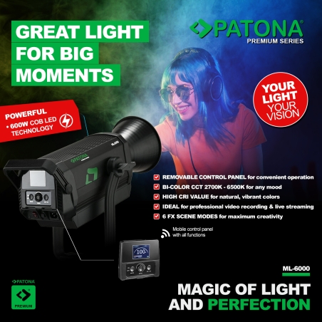 PATONA Premium Lampa LED 600W COB ML-6000 Bowens