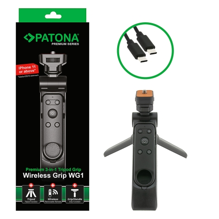PATONA Premium Vlog Selfie Tripod Wireless Grip WG1 - uchwyt dla vlogerów z pilotem Bluetooth