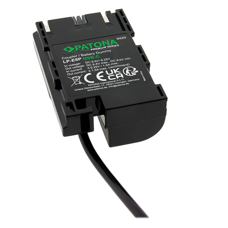 PATONA Adapter Dummy USB-C Canon LP-E6P LPE6P do EOS R5 R5 Mark II R6 /R6 Mark II