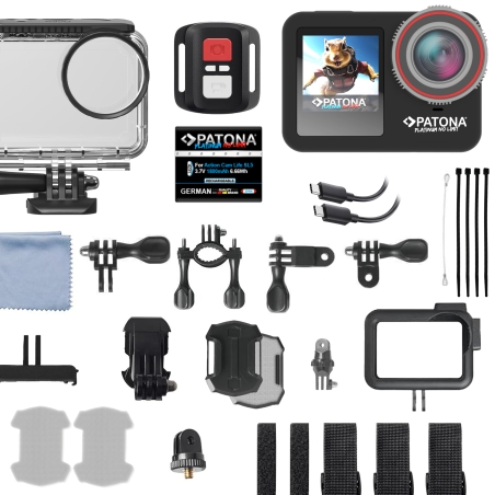 PATONA Platinum BIG SET Kamera sportowa Action Cam Life SL5 6K 90fps + Akcesoria + 2 Akumulatory + Ładowarka + Karta 64GB