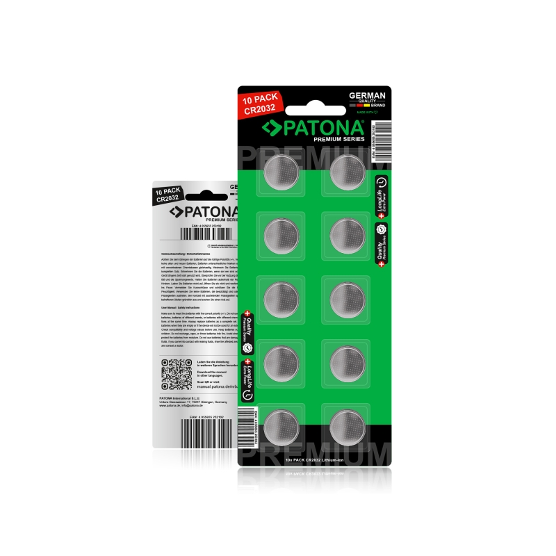 PATONA Premium Bateria guzikowa CR2032 3V (10 sztuk) PATONA Premium Bateria guzikowa CR2032 3V (10 sztuk)