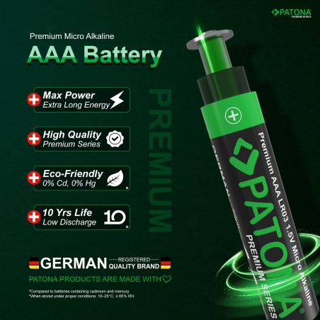 PATONA Premium AAA Micro LR03 – 10x baterii alkalicznych 1.5V