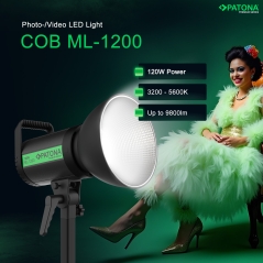 Lampa LED PATONA Premium ML-1200 COB | 120W | Bi-Color 3200K–5600K | z pilotem i torbą