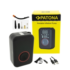 PATONA Pompka Elektryczna do opon samochodowych, rowerowych, materacy, piłek 10,3 bar / 150 PSI z Powerbankiem i Lampką LED