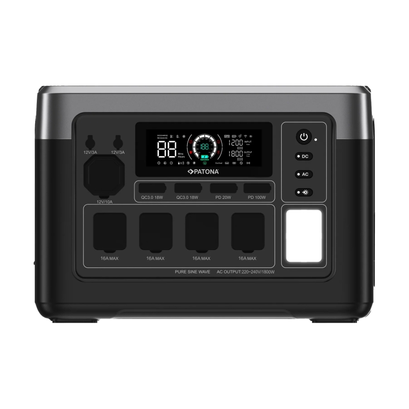 PATONA Platinum Stacja Zasilania Autarc 1800 4x AC1800W 1024Wh USB-C: 1x PD100W 1x PD20W USB-A: 2x18W PATONA Platinum Stacja Zasilania Autarc 1800 4x AC1800W 1024Wh USB-C: 1x PD100W 1x PD20W USB-A: 2x18W