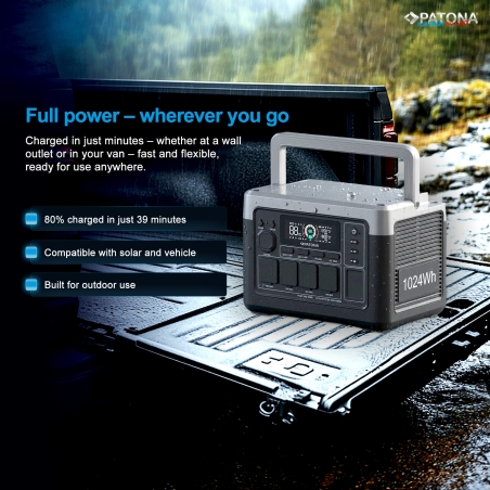 PATONA Platinum Stacja Zasilania Autarc 1800 4x AC1800W 1024Wh USB-C: 1x PD100W 1x PD20W USB-A: 2x18W