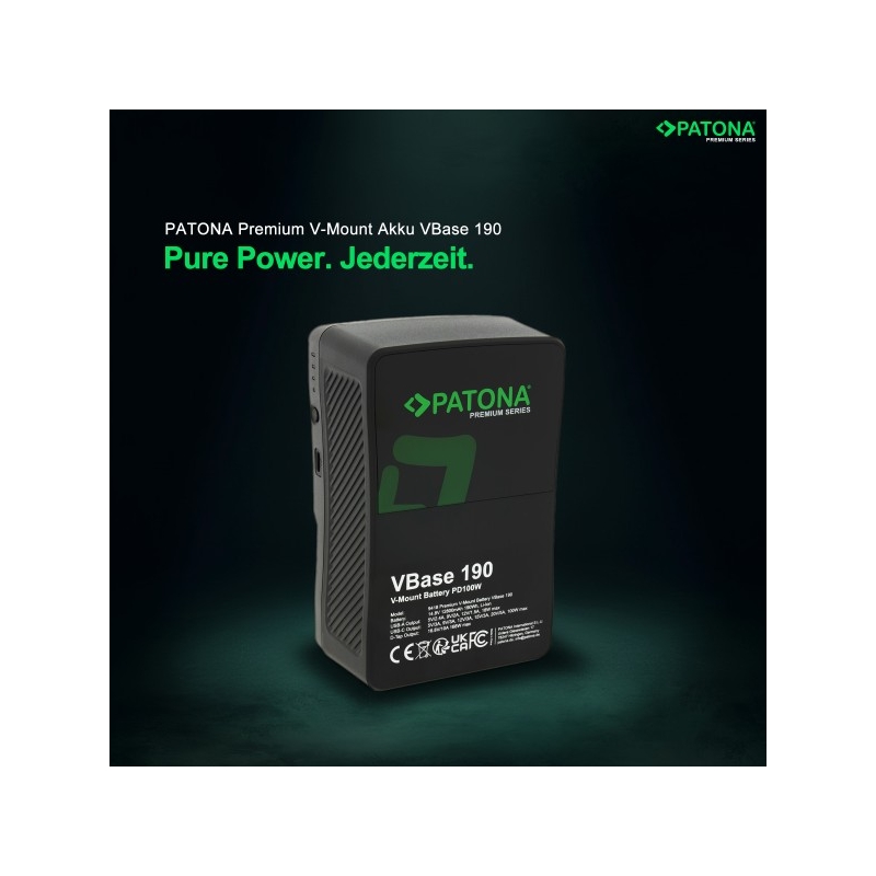 PATONA Premium Akumulator V-Mount VBase 190 PD100 190Wh USB-C USB-A D-Tap