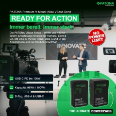 PATONA Premium Akumulator V-Mount VBase 99 PD100 99Wh USB-C USB-A D-Tap