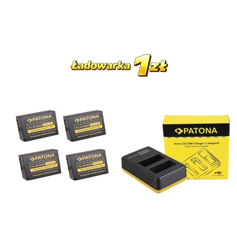 Zestaw ładowarka + 4x akumulator Fuji NP-W126 HS33 EXR Fujifilm FUJI Finepix-Pro 1 HS30 EXR