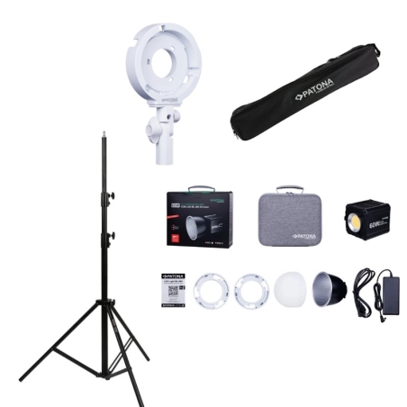 Profesjonalny zestaw Lampa Foto Wideo LED COB 60W ML-600 Mocowanie Bowens, Torba, Statyw