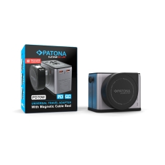 PATONA Platinum Uniwersalna ładowarka podróżna PD70W (2597) – 3× USB-C + 1× USB-A z magnetycznym zwijaczem kabla USB-C