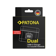 PATONA Etui ładujące Dual Slot USB-C do Insta360 X5 – ładowanie 2 akumulatorów + schowek na 2× karty microSD
