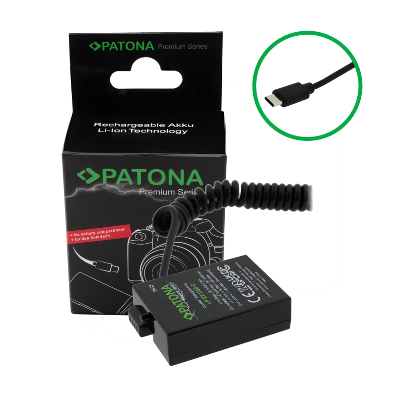 PATONA Premium Adapter Dummy akumulatora Canon LP-E8 / LP-E8+ z USB-C – do EOS 550D / 600D / 650D / 700D PATONA Premium Adapter Dummy akumulatora Canon LP-E8 / LP-E8+ z USB-C – do EOS 550D / 600D / 650D / 700D
