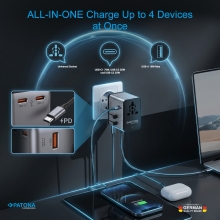 PATONA Platinum Uniwersalna ładowarka podróżna PD70W (2597) – 3× USB-C + 1× USB-A z magnetycznym zwijaczem kabla USB-C PATONA Platinum Uniwersalna ładowarka podróżna PD70W (2597) – 3× USB-C + 1× USB-A z magnetycznym zwijaczem kabla USB-C