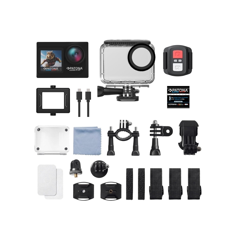 PATONA Platinum BIG SET Kamera sportowa Action Cam Life SL4 5K 120fps + Akcesoria + 2 Akumulatory + Ładowarka + Karta 64GB PATONA Platinum BIG SET Kamera sportowa Action Cam Life SL4 5K 120fps + Akcesoria + 2 Akumulatory + Ładowarka + Karta 64GB