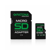 PATONA Premium Karta pamięci Micro SD XC 64GB Class 10 U3 V60 z adapterem SD PATONA Premium Karta pamięci Micro SD XC 64GB Class 10 U3 V60 z adapterem SD